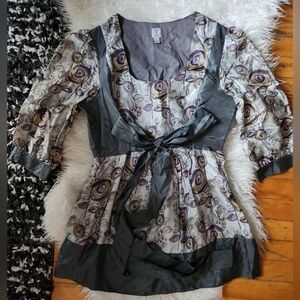 Tristan Floral Patterned Blouse with Tie Front